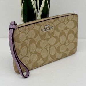 Coach Large Corner Zip Wristlet Wallet In Signature Canvas